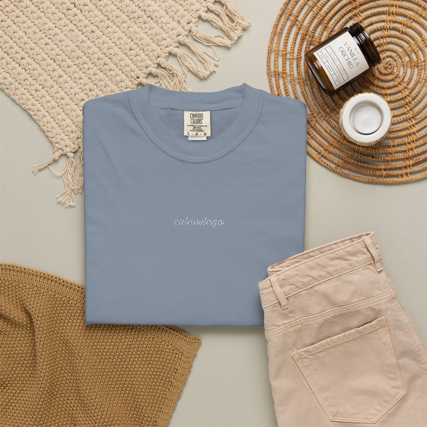 Cala Del Lago Essential Tee – White Stitch